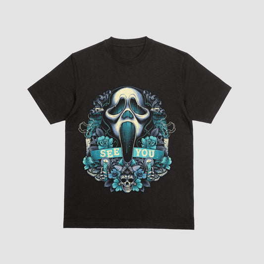 Scream Blue Flower Skull T-Shirt